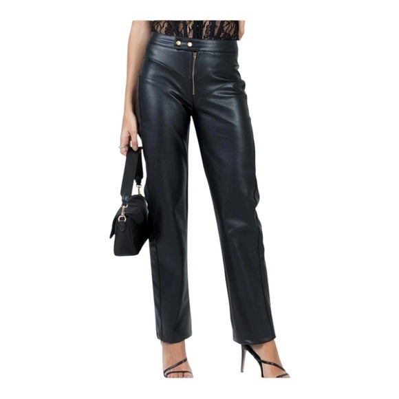 Princess Polly Pants - Princess Polly Clipper PU high waisted vegan leather trousers pants US size 2